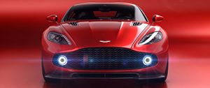 Preview wallpaper aston martin vanquish zagato volante, aston martin, red, front view, supercar, lights