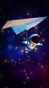 Preview wallpaper astronaut, airplane, paper, stars, space, art