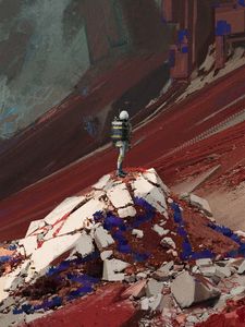 Preview wallpaper astronaut, alone, landscape, fantasy, art