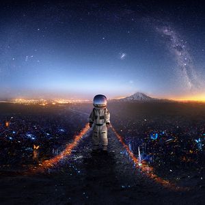 Preview wallpaper astronaut, art, space, stars, galaxy