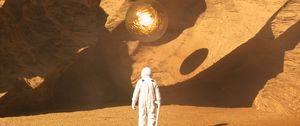 Preview wallpaper astronaut, ball, rock, 3d, art