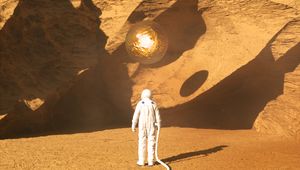 Preview wallpaper astronaut, ball, rock, 3d, art