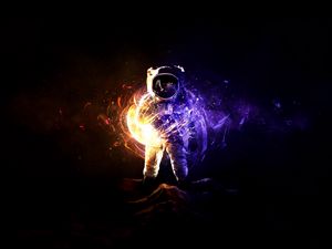 Preview wallpaper astronaut, cosmonaut, space suit, shards, shine
