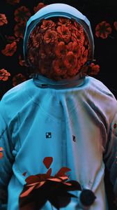 Preview wallpaper astronaut, flowers, spacesuit, gravity, 3d