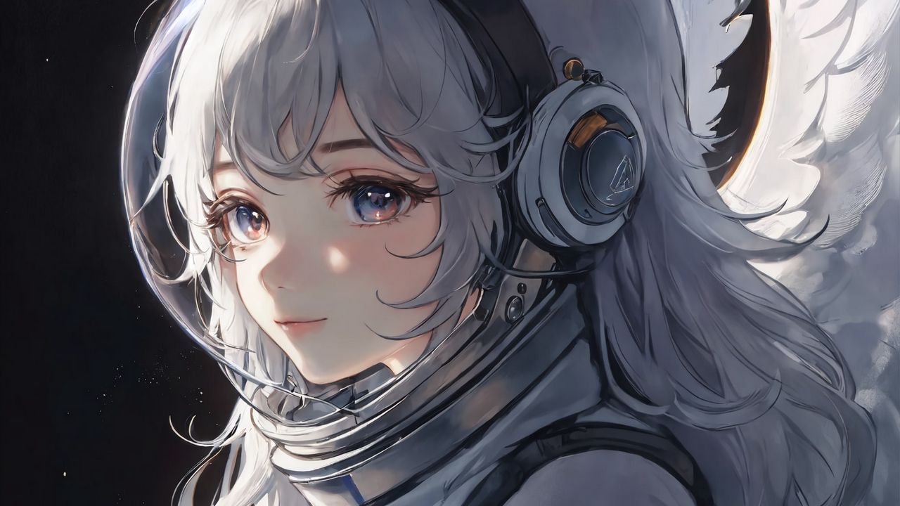 Wallpaper astronaut, girl, spacesuit, anime, art