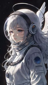 Preview wallpaper astronaut, girl, spacesuit, anime, art