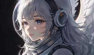 Preview wallpaper astronaut, girl, spacesuit, anime, art