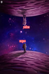 Preview wallpaper astronaut, huskies, space, art