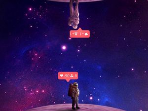 Preview wallpaper astronaut, huskies, space, art