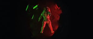 Preview wallpaper astronaut, monitors, backlight, dark, darkness