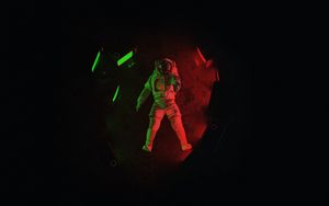 Preview wallpaper astronaut, monitors, backlight, dark, darkness