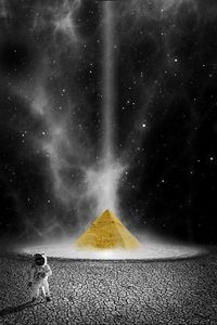 Preview wallpaper astronaut, planet, pyramid, photoshop