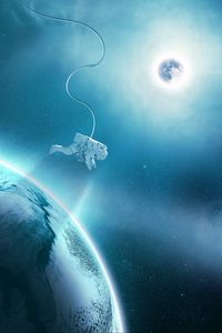 Preview wallpaper astronaut, planet, spacesuit, gravity, flying