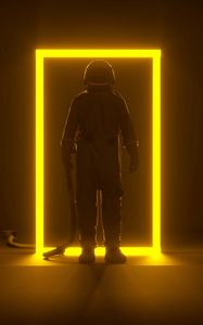 Preview wallpaper astronaut, portal, neon, frame, glow, dark