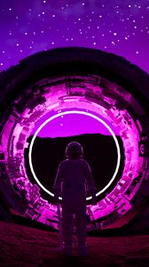 Preview wallpaper astronaut, ring, neon, glow, dark