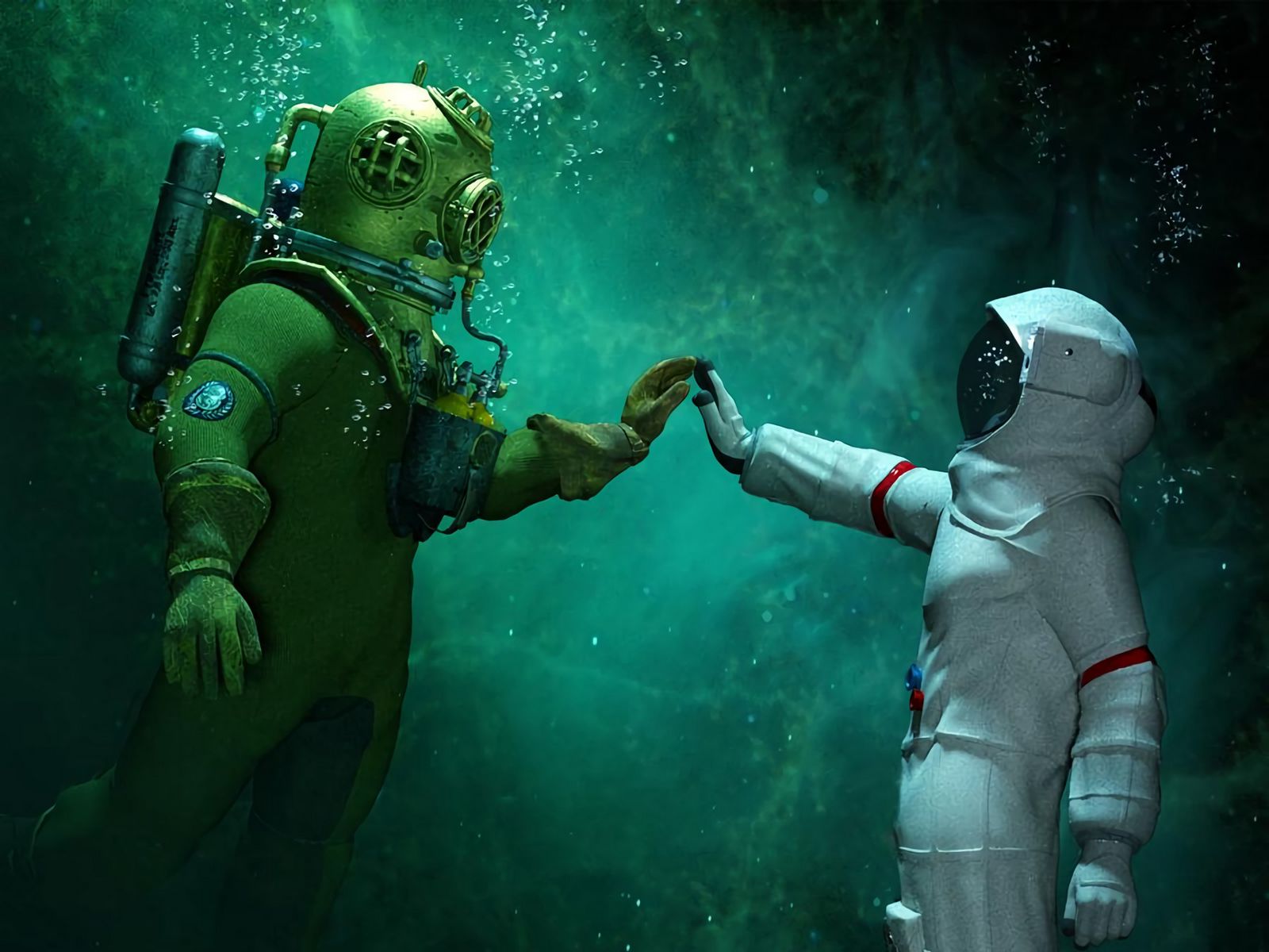 Маск и водолаз. Капитан Немо Наутилус водолазы. Подводный скафандр. Космонавт и аквалангист. Космонавт и водолаз.