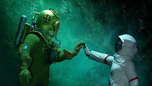 Preview wallpaper astronaut, scuba diver, underwater