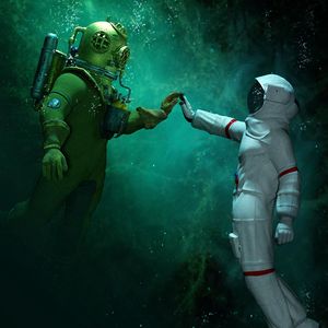 Preview wallpaper astronaut, scuba diver, underwater