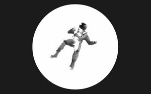 Preview wallpaper astronaut, silhouette, circle, glitch, art