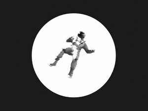 Preview wallpaper astronaut, silhouette, circle, glitch, art