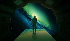 Preview wallpaper astronaut, silhouette, galaxy, space, outer space