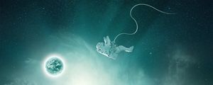 Preview wallpaper astronaut, space, planet, spacesuit, flight, gravity, weightlessness