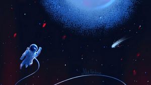 Preview wallpaper astronaut, space, planet, stars, art