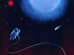 Preview wallpaper astronaut, space, planet, stars, art