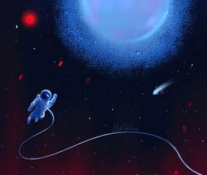 Preview wallpaper astronaut, space, planet, stars, art