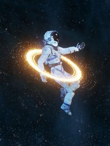 Preview wallpaper astronaut, spacesuit, circles, stars, space