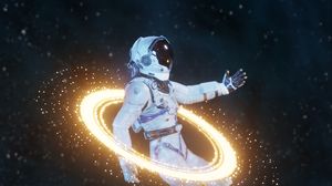 Preview wallpaper astronaut, spacesuit, circles, stars, space
