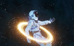 Preview wallpaper astronaut, spacesuit, circles, stars, space