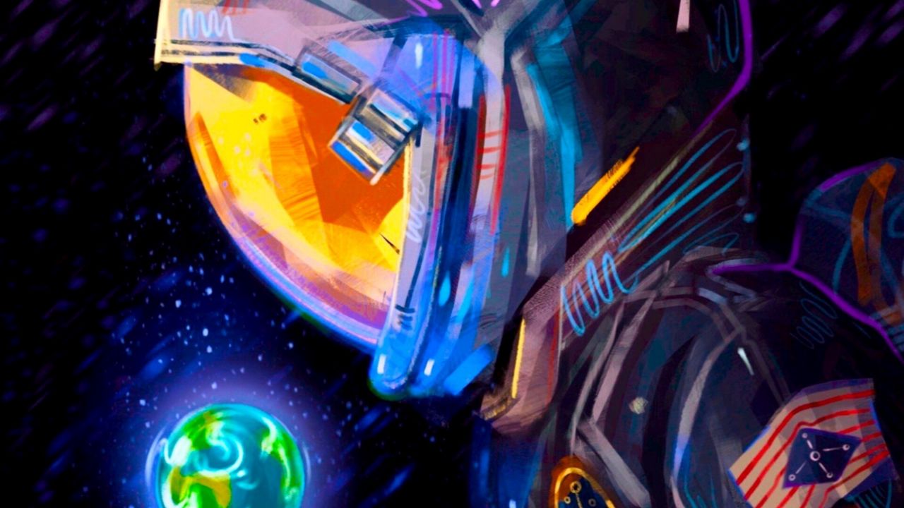 Wallpaper astronaut, spacesuit, earth, planet, art