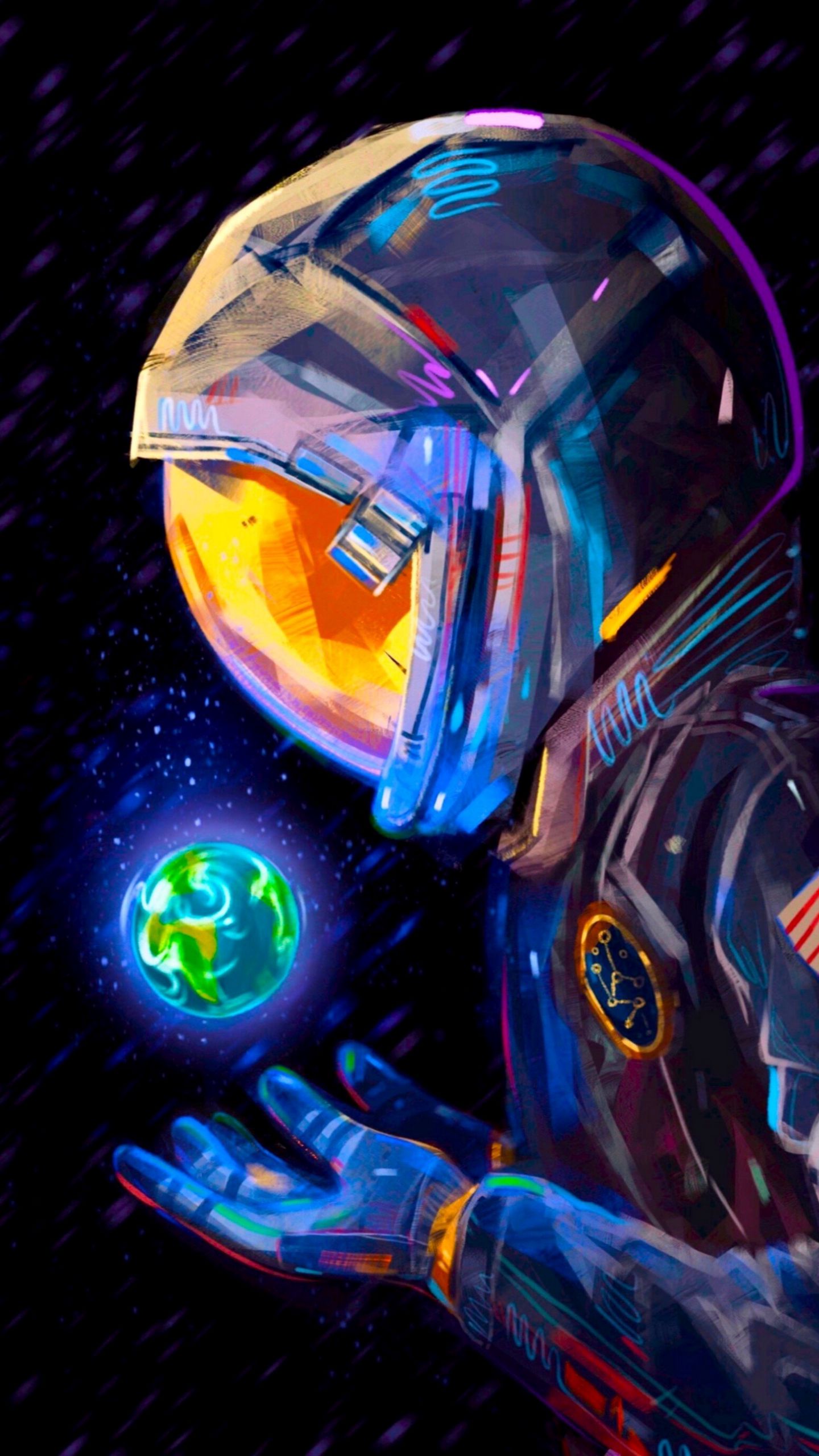 Download wallpaper 1440x2560 astronaut spacesuit earth planet art qhd  samsung galaxy s6 s7 edge note lg g4 hd background