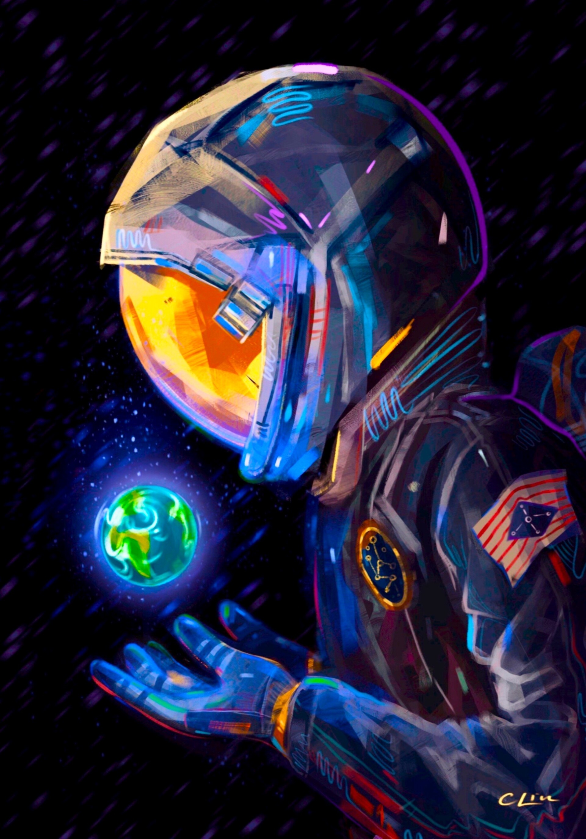 Download wallpaper 1920x2748 astronaut, spacesuit, earth, planet, art ...