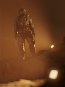 Preview wallpaper astronaut, spacesuit, fog, dark