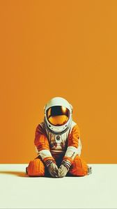 Preview wallpaper astronaut, spacesuit, helmet, orange