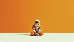Preview wallpaper astronaut, spacesuit, helmet, orange