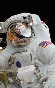 Preview wallpaper astronaut, spacesuit, helmet, mirror, reflection, space