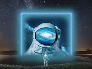 Preview wallpaper astronaut, spacesuit, milky way