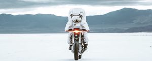 Preview wallpaper astronaut, spacesuit, motorcycle