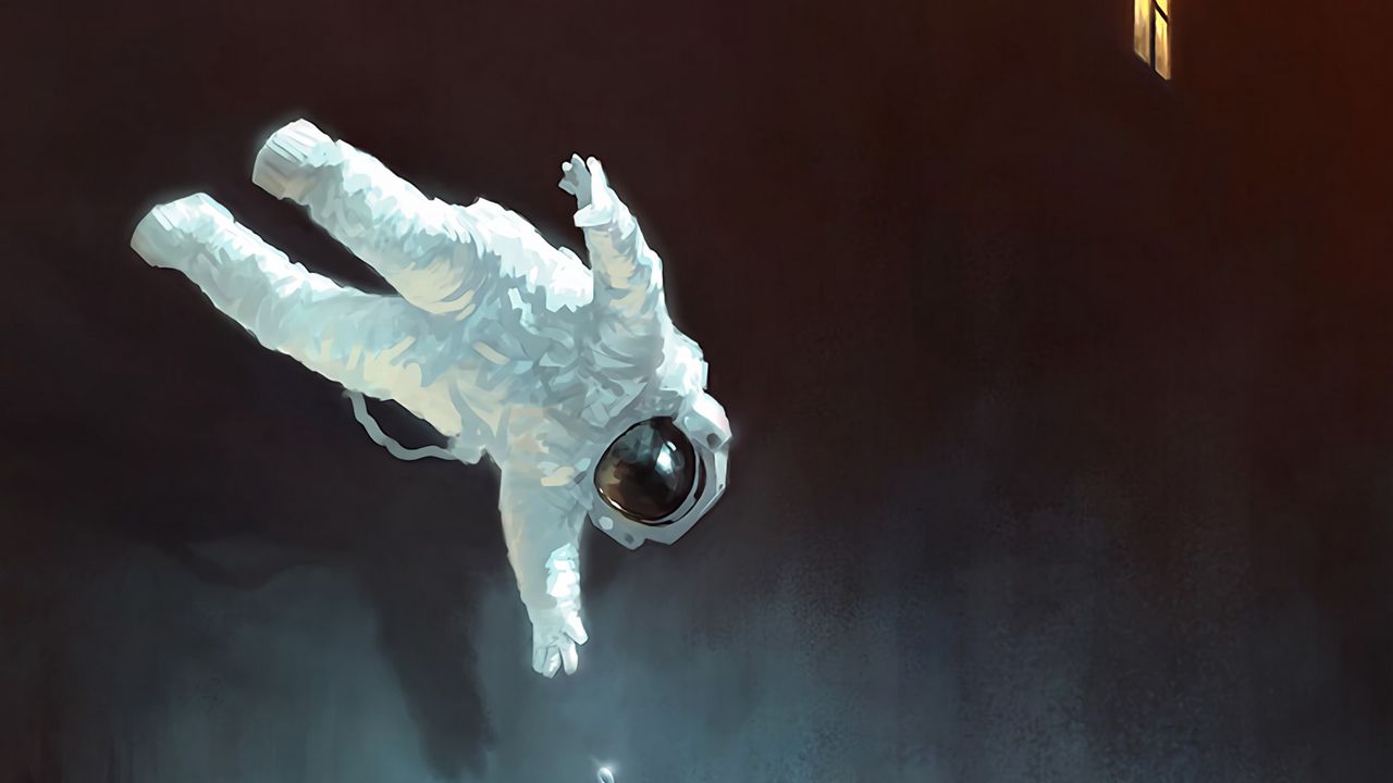 Wallpaper astronaut, spacesuit, phone, glow, art