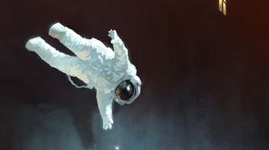 Preview wallpaper astronaut, spacesuit, phone, glow, art