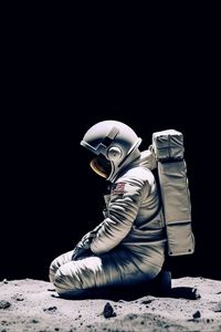 Preview wallpaper astronaut, spacesuit, pose, sand