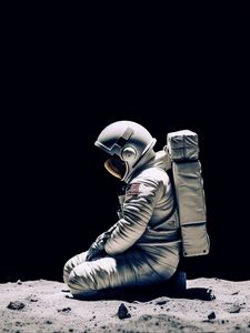 Preview wallpaper astronaut, spacesuit, pose, sand