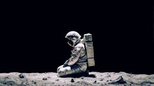 Preview wallpaper astronaut, spacesuit, pose, sand
