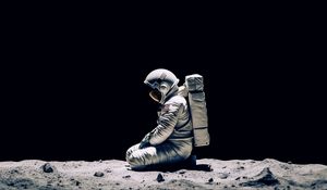 Preview wallpaper astronaut, spacesuit, pose, sand