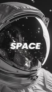 Preview wallpaper astronaut, stars, helmet, word, space