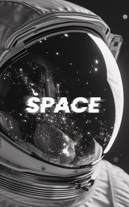 Preview wallpaper astronaut, stars, helmet, word, space