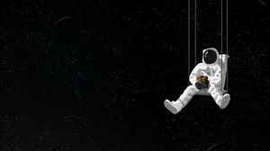 Preview wallpaper astronaut, swing, bouquet, space, art